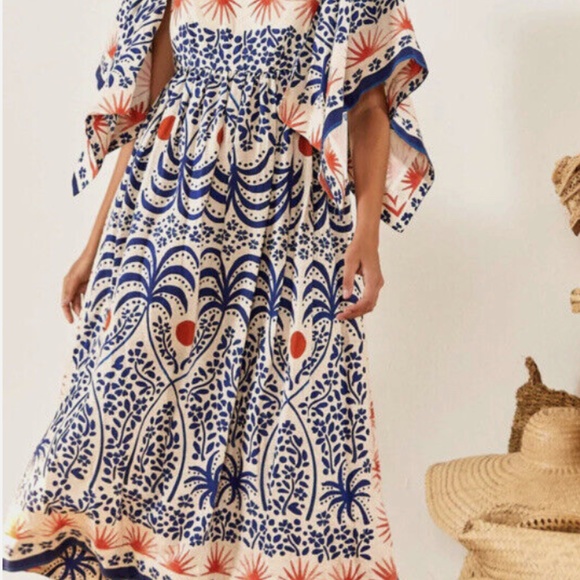 NWT Farm Rio Afternoon Breeze Midi Dress with Kimono Sleeves Size XS - Picture 5 of 5